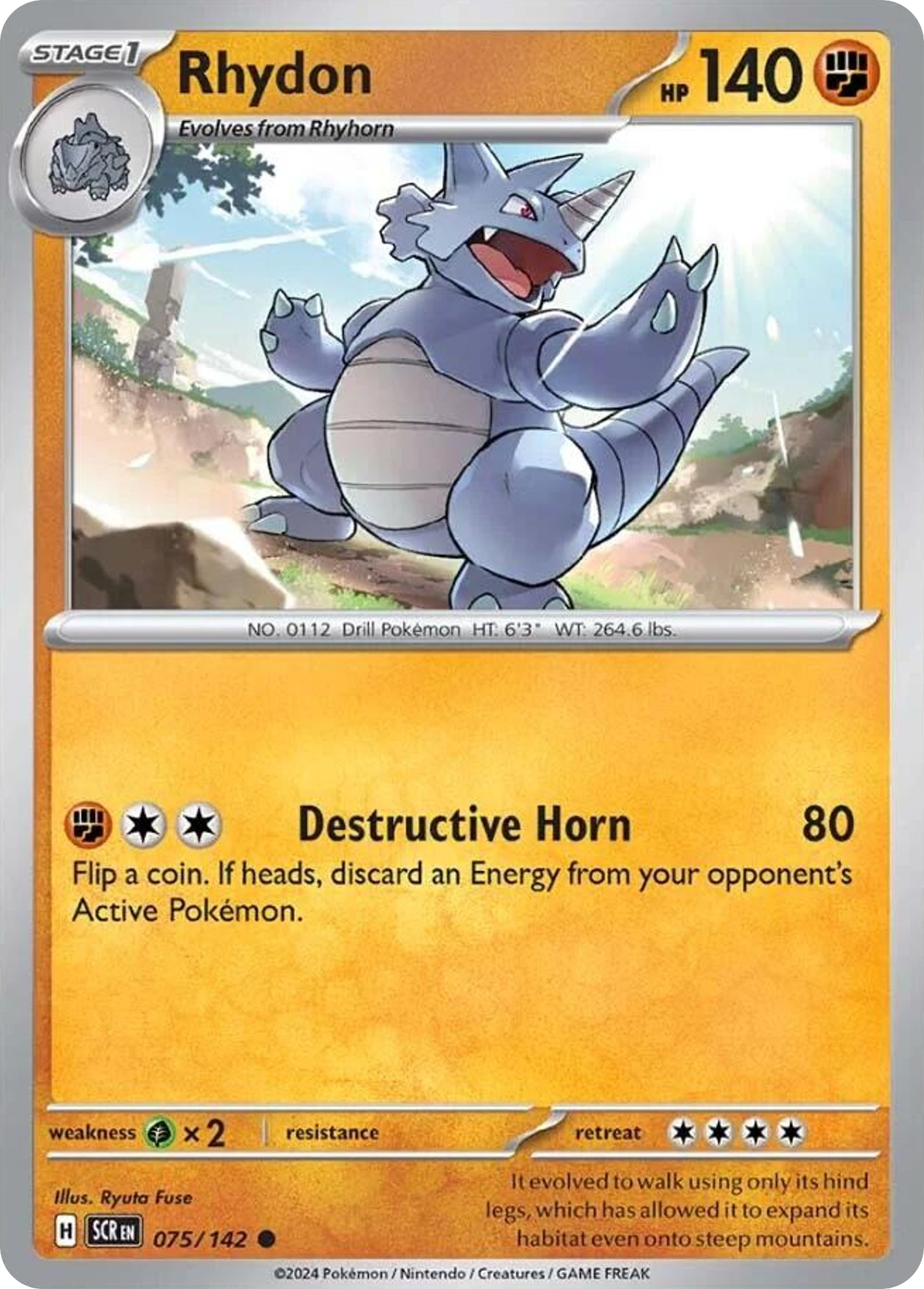 Rhydon 75/142 Common card from Stellar Crown