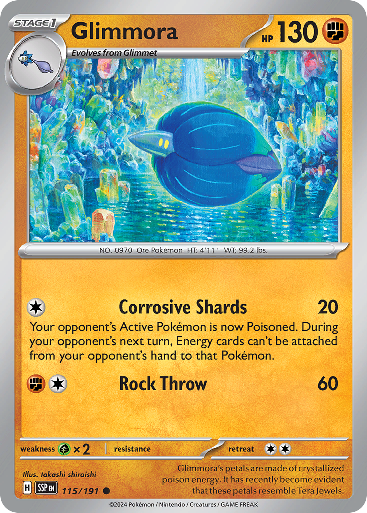 Glimmora 115 Common card from Surging Sparks