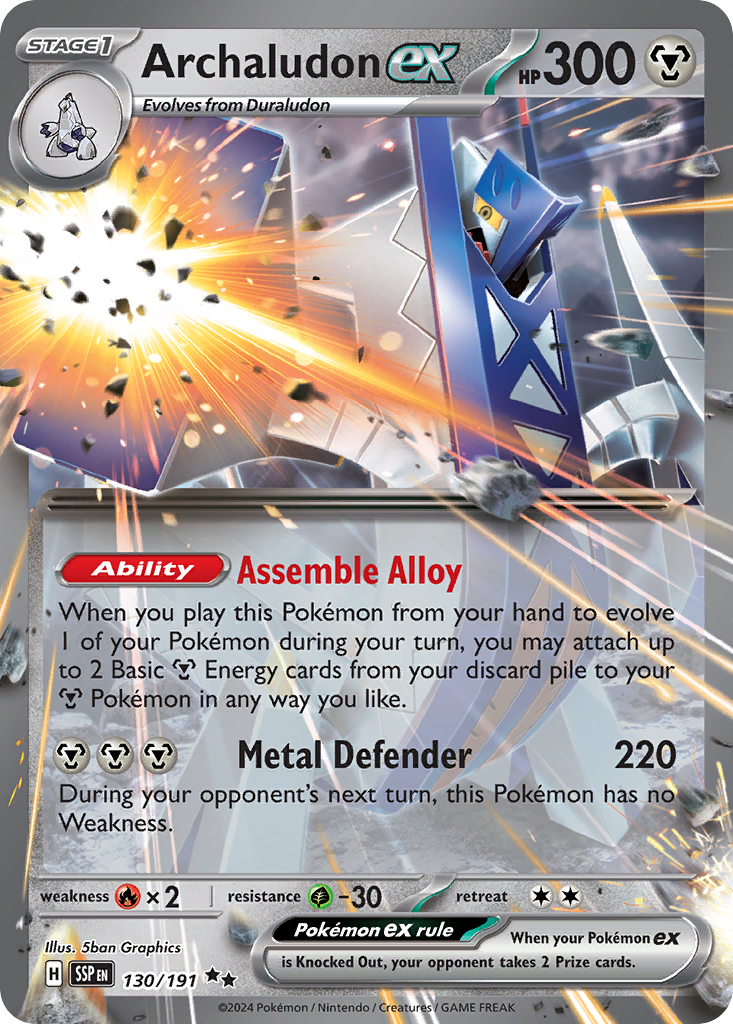 Archaludon ex 130 Double Rare card from Surging Sparks