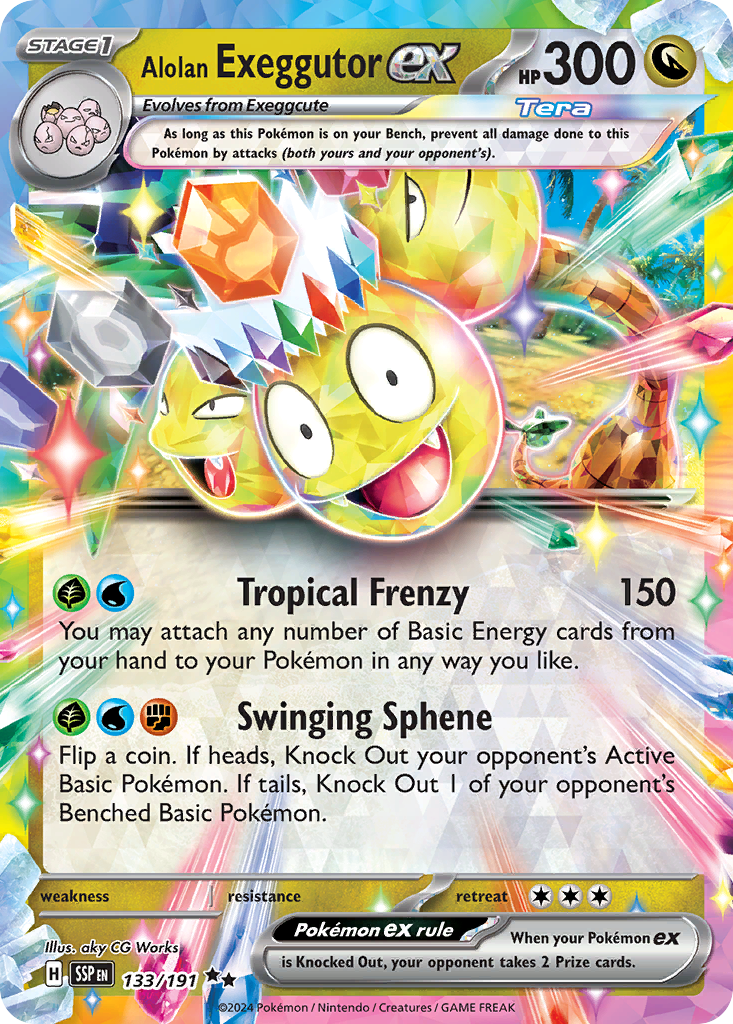 Alolan Exeggutor ex 133/191 Double Rare card from Surging Sparks