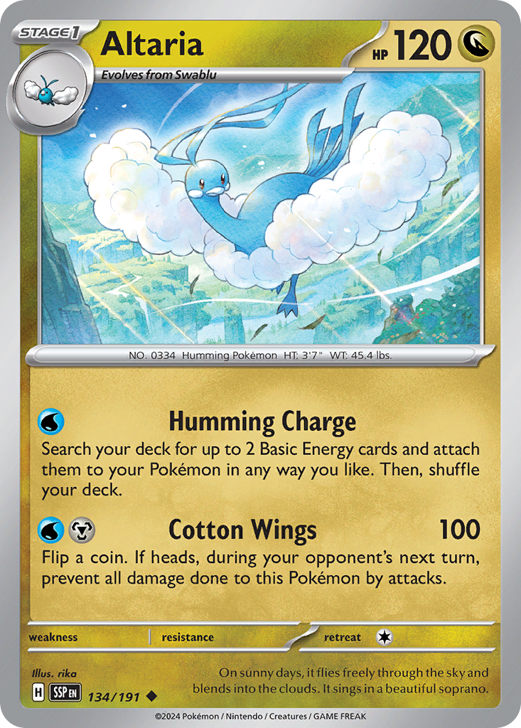 Altaria 134 Uncommon card from Surging Sparks