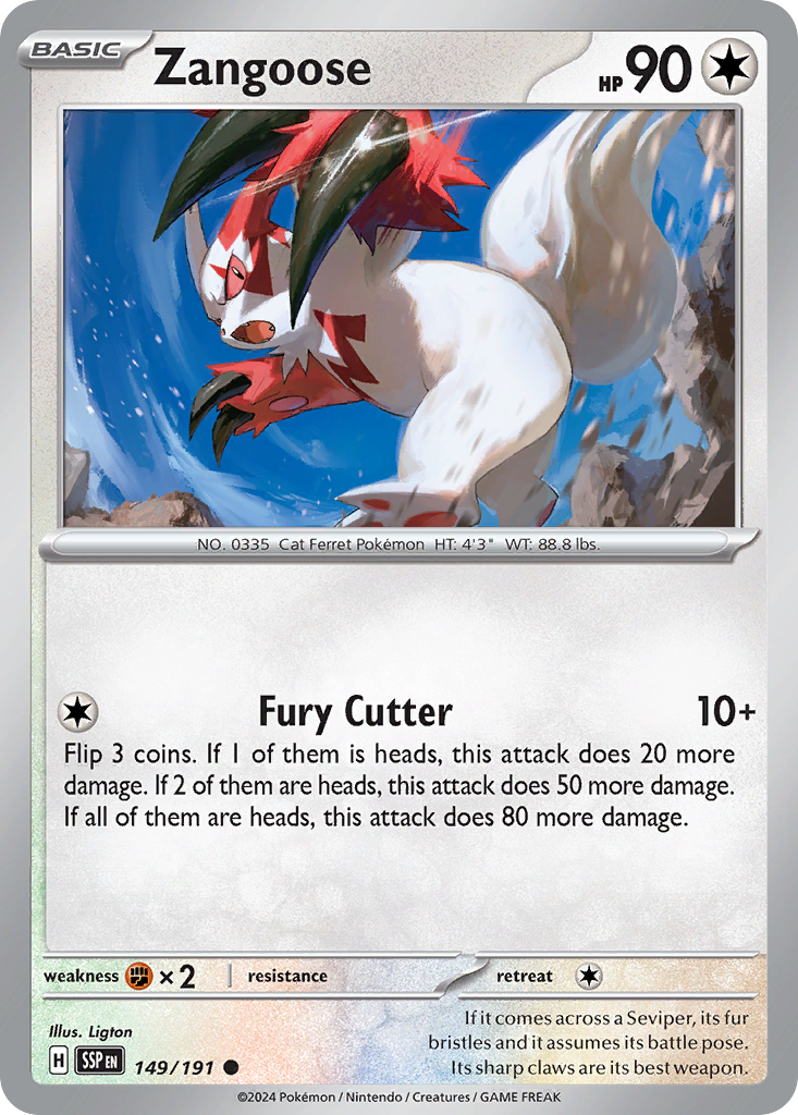 Zangoose 149/191 Common card from Surging Sparks