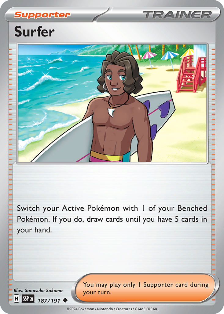 Surfer 187 Uncommon card from Surging Sparks