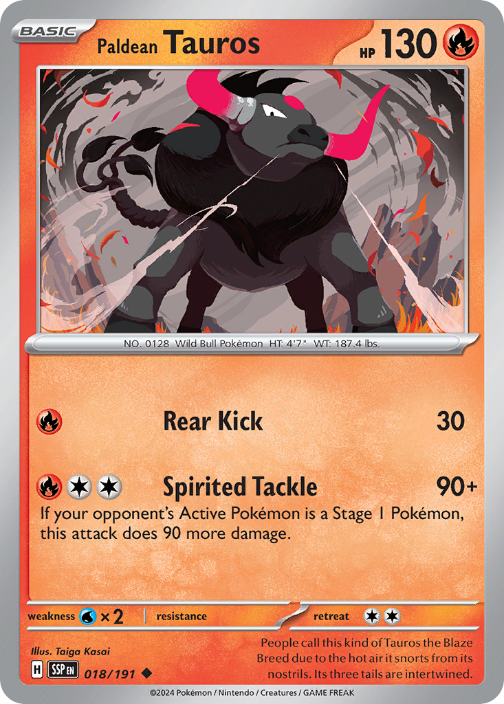 Paldean Tauros 18 Uncommon card from Surging Sparks