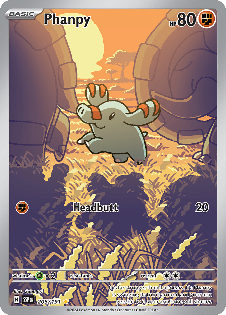 Phanpy 205/191 Illustration Rare card from Surging Sparks
