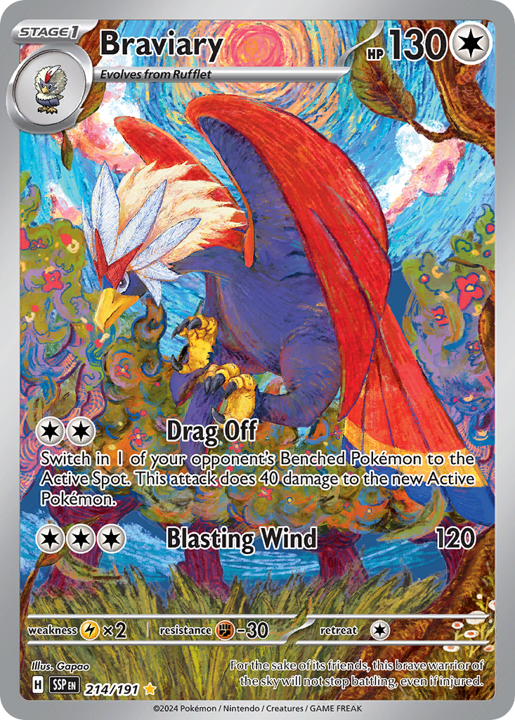 Braviary 214/191 Illustration Rare card from Surging Sparks