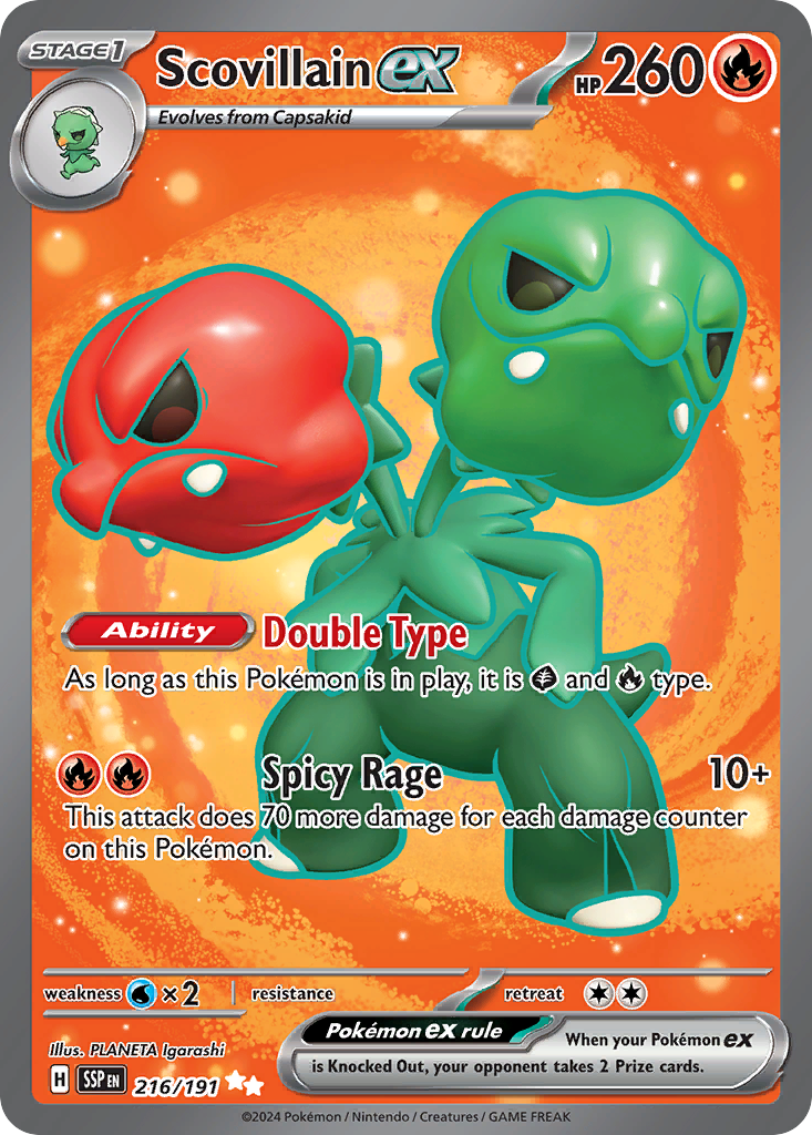 Scovillain ex 216 Ultra Rare card from Surging Sparks