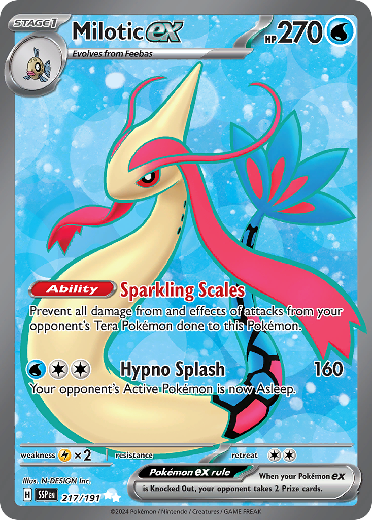 Milotic ex 217 Ultra Rare card from Surging Sparks