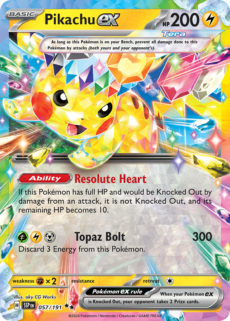 Pikachu ex 57 Double Rare card from Surging Sparks