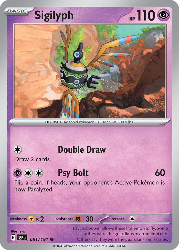 Sigilyph 81 Common card from Surging Sparks