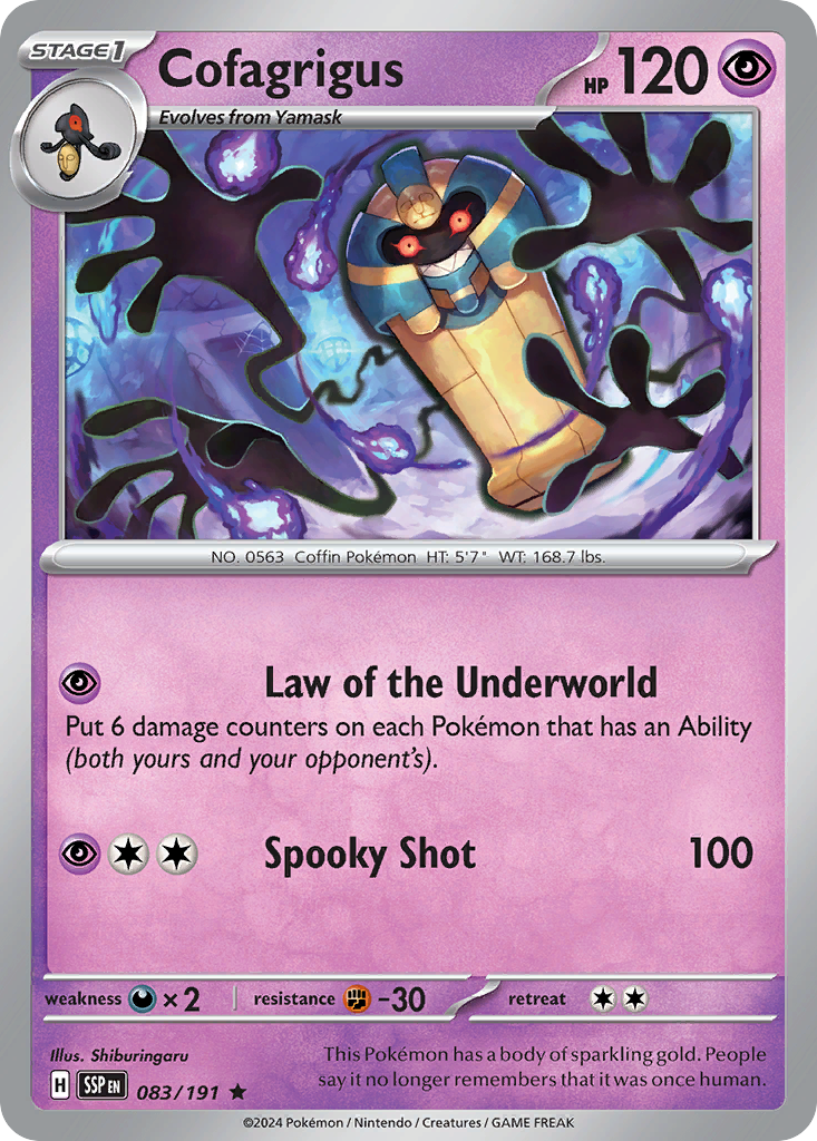 Cofagrigus 83 Rare card from Surging Sparks