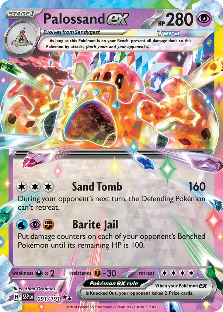 Palossand ex 91 Double Rare card from Surging Sparks