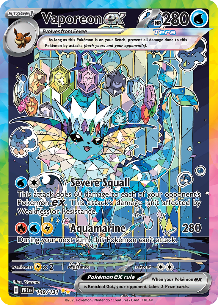 Vaporeon ex 149 Special Illustration Rare card from Prismatic Evolutions