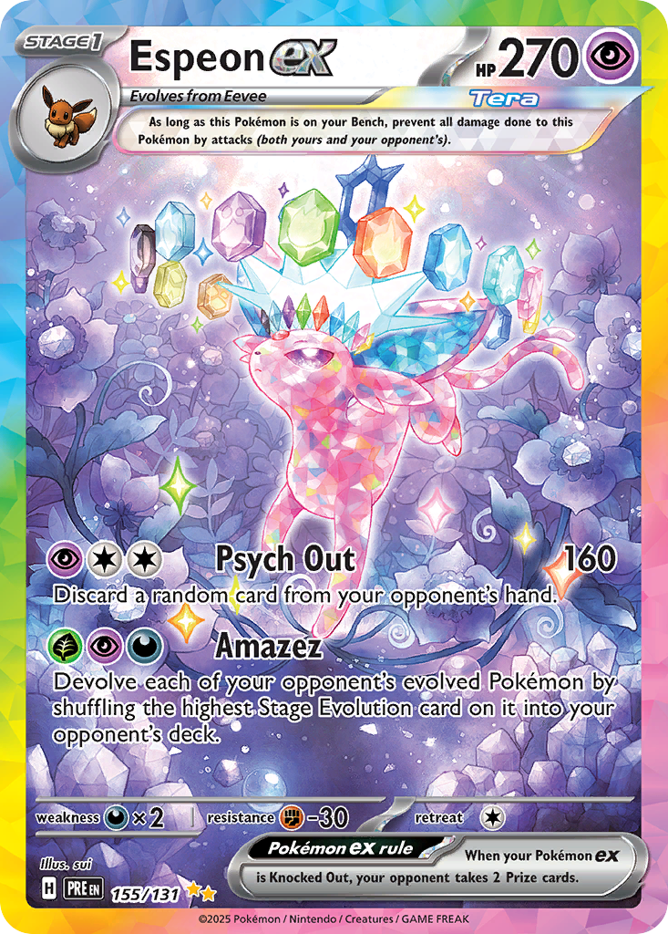 Espeon ex 155/131 Special Illustration Rare card from Prismatic Evolutions