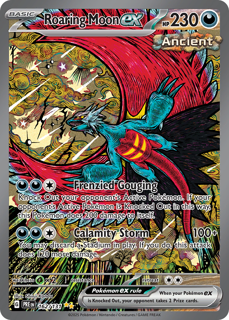 Roaring Moon ex 162 Special Illustration Rare card from Prismatic Evolutions