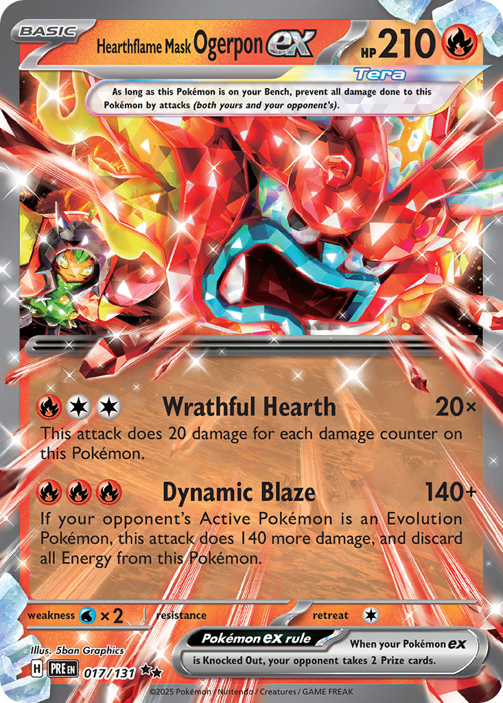 Hearthflame Mask Ogerpon ex 17/131 Double Rare card from Prismatic Evolutions