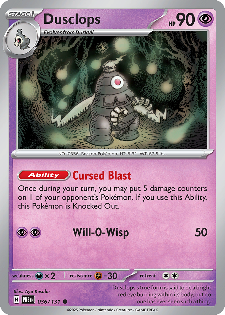 Dusclops 36/131 Common card from Prismatic Evolutions