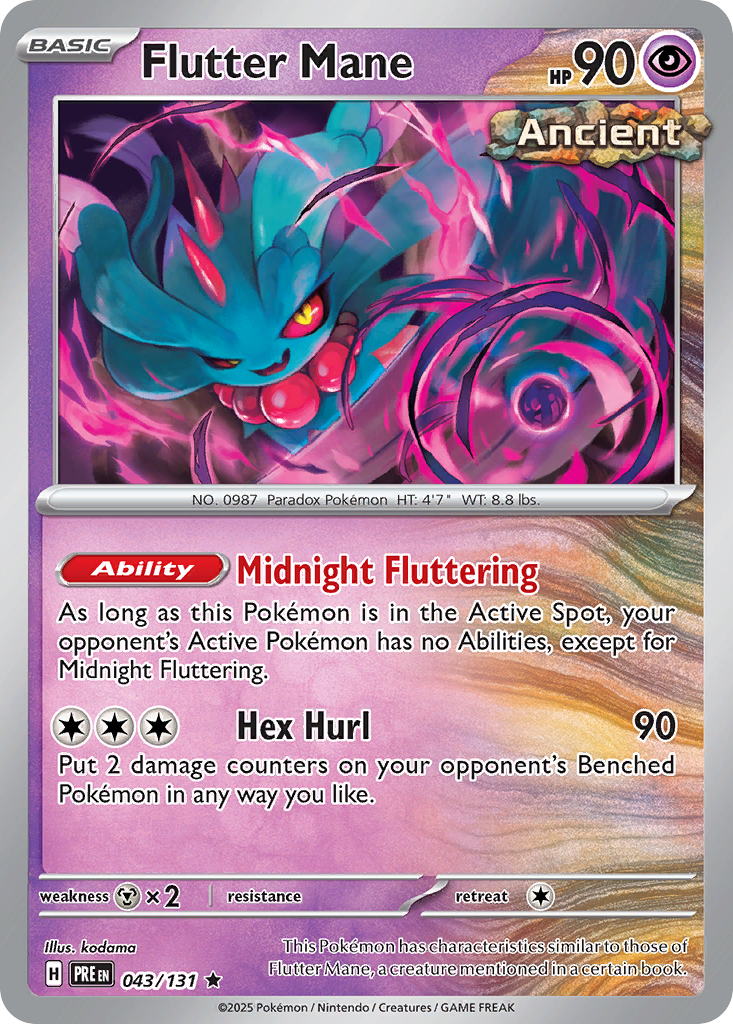 Flutter Mane 43 Rare card from Prismatic Evolutions