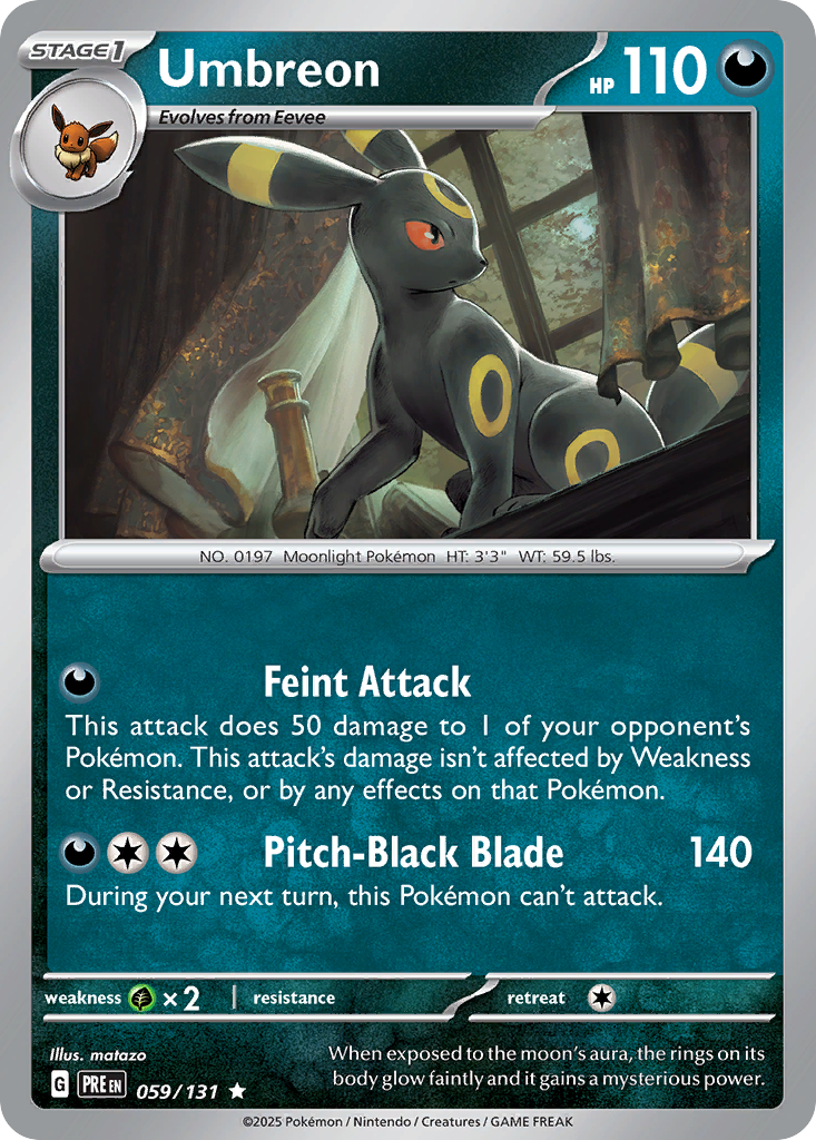 Umbreon 59/131 Rare card from Prismatic Evolutions
