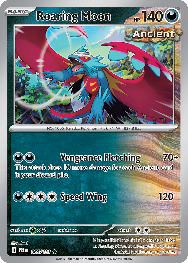 Roaring Moon 65 Rare card from Prismatic Evolutions
