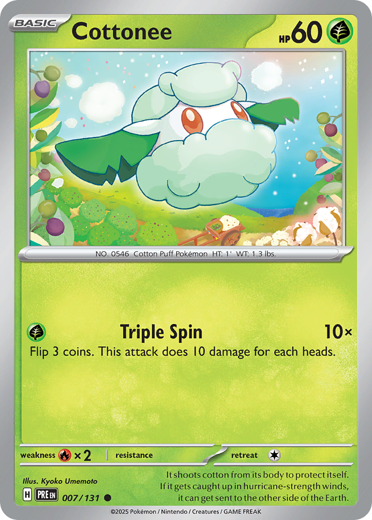 Cottonee 7 Common card from Prismatic Evolutions