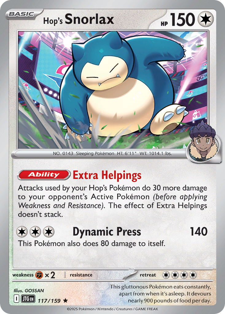 Hop's Snorlax 117 Rare card from Journey Together