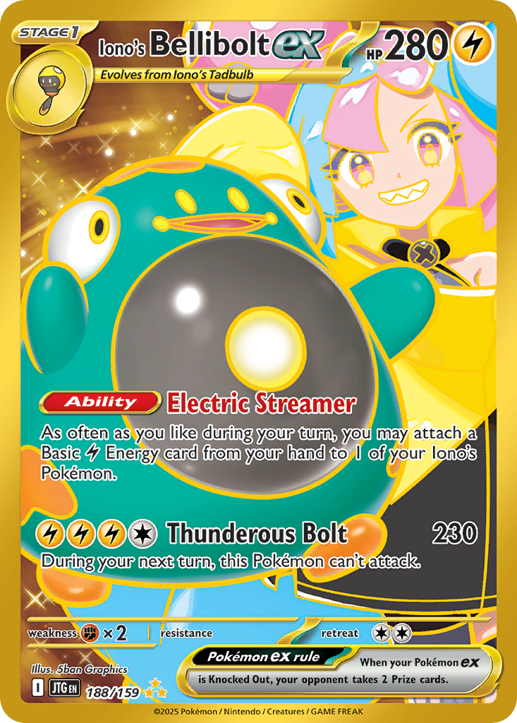 Iono's Bellibolt ex 188 Hyper Rare card from Journey Together