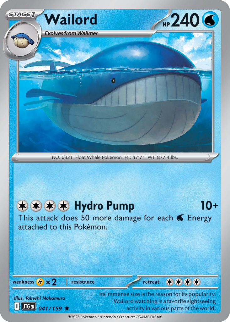 Wailord 41 Rare card from Journey Together