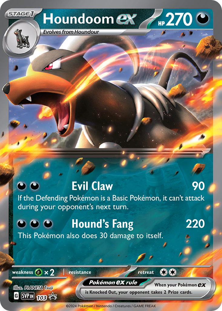 Houndoom ex 103 Promo card from Scarlet & Violet Black Star Promos