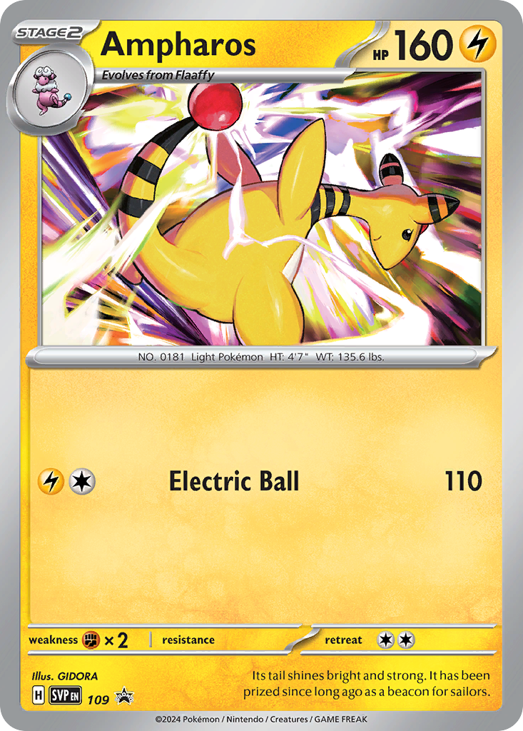 Ampharos 109/215 Promo card from Scarlet & Violet Black Star Promos