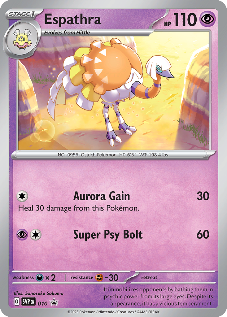 Espathra 10 Promo card from Scarlet & Violet Black Star Promos
