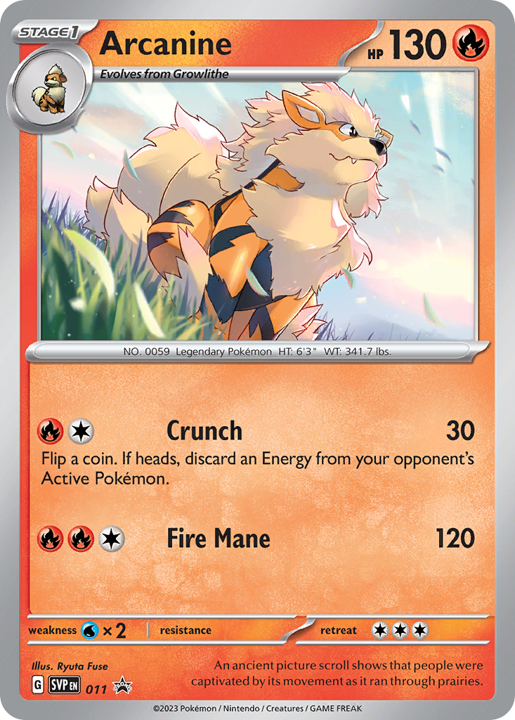Arcanine 11 Promo card from Scarlet & Violet Black Star Promos