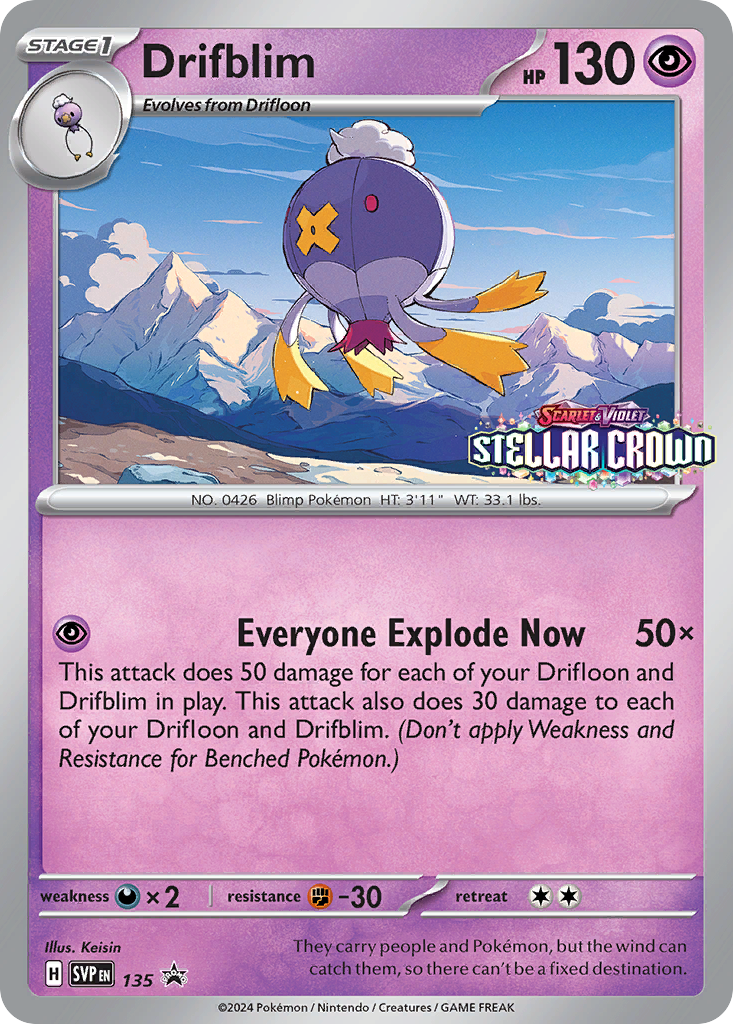 Drifblim 135 Promo card from Scarlet & Violet Black Star Promos