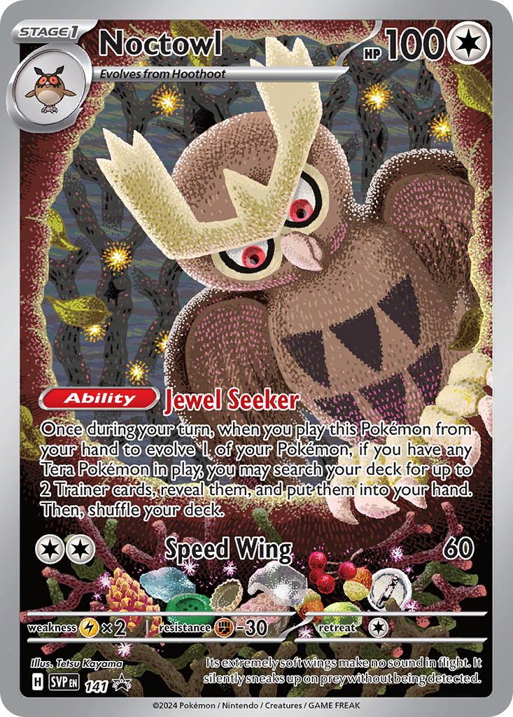 Noctowl 141 Promo card from Scarlet & Violet Black Star Promos