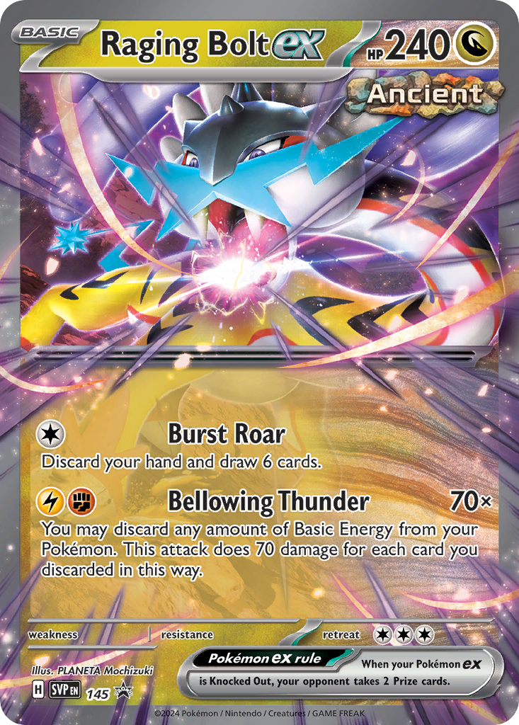 Raging Bolt ex 145 Promo card from Scarlet & Violet Black Star Promos