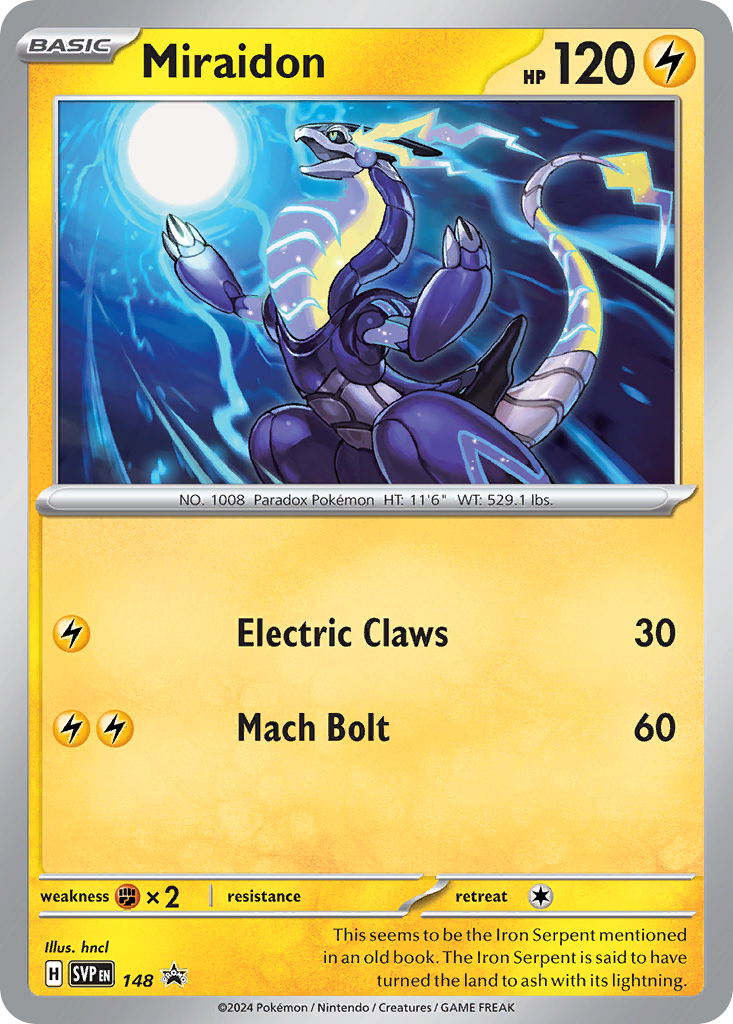 Miraidon 148 Promo card from Scarlet & Violet Black Star Promos