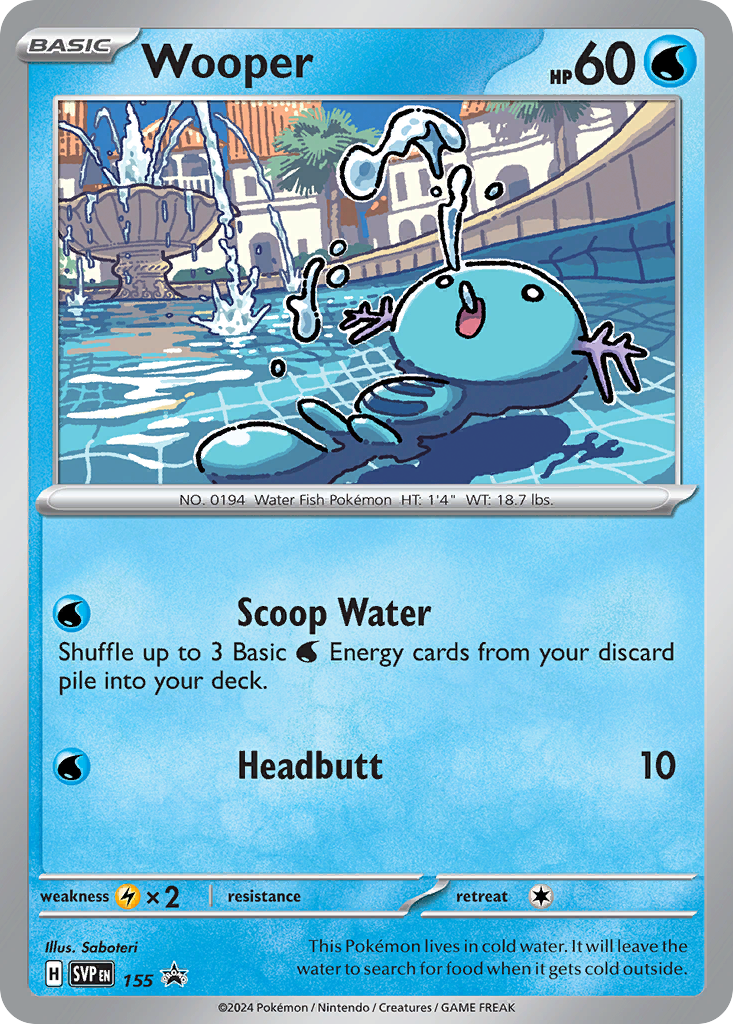 Wooper 155 Promo card from Scarlet & Violet Black Star Promos