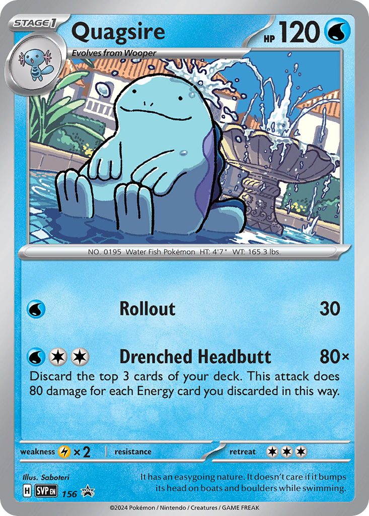 Quagsire 156 Promo card from Scarlet & Violet Black Star Promos