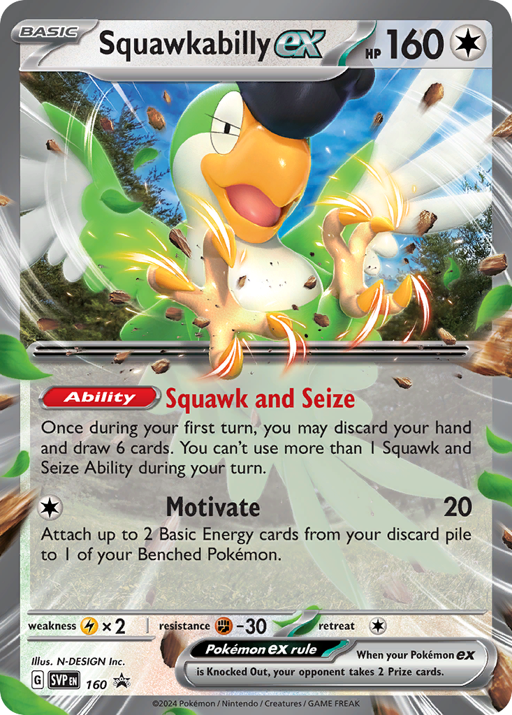 Squawkabilly ex 160 Promo card from Scarlet & Violet Black Star Promos