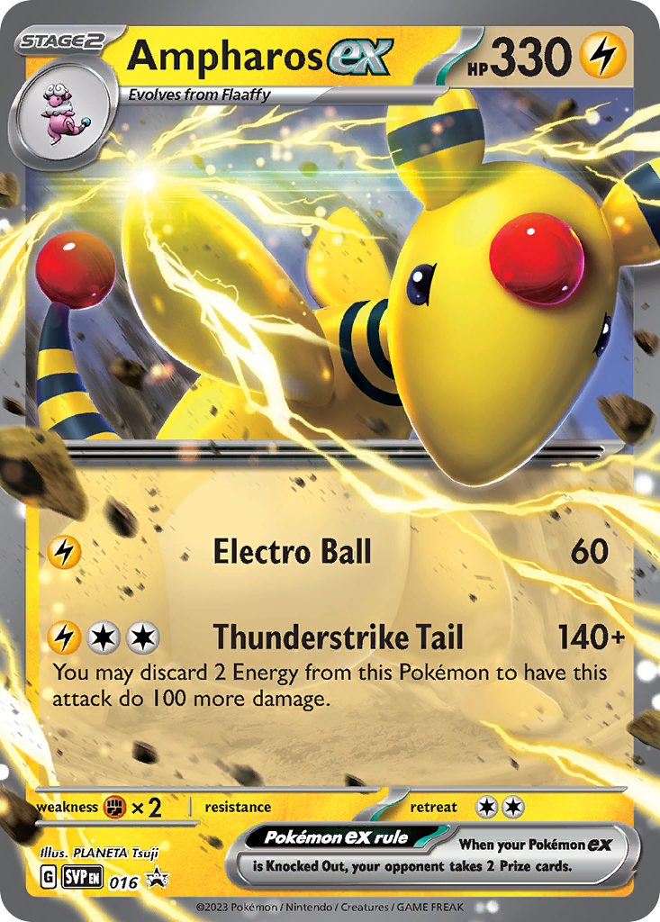 Ampharos ex 16/215 Promo card from Scarlet & Violet Black Star Promos
