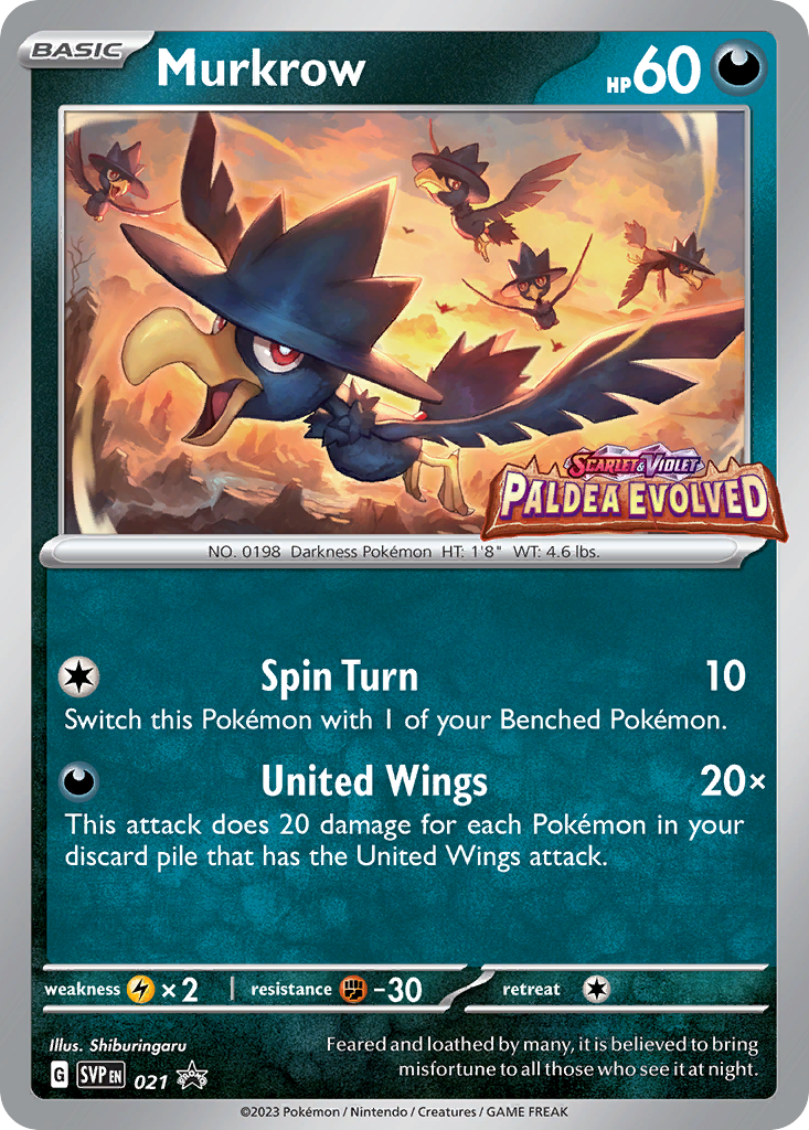 Murkrow 21 Promo card from Scarlet & Violet Black Star Promos