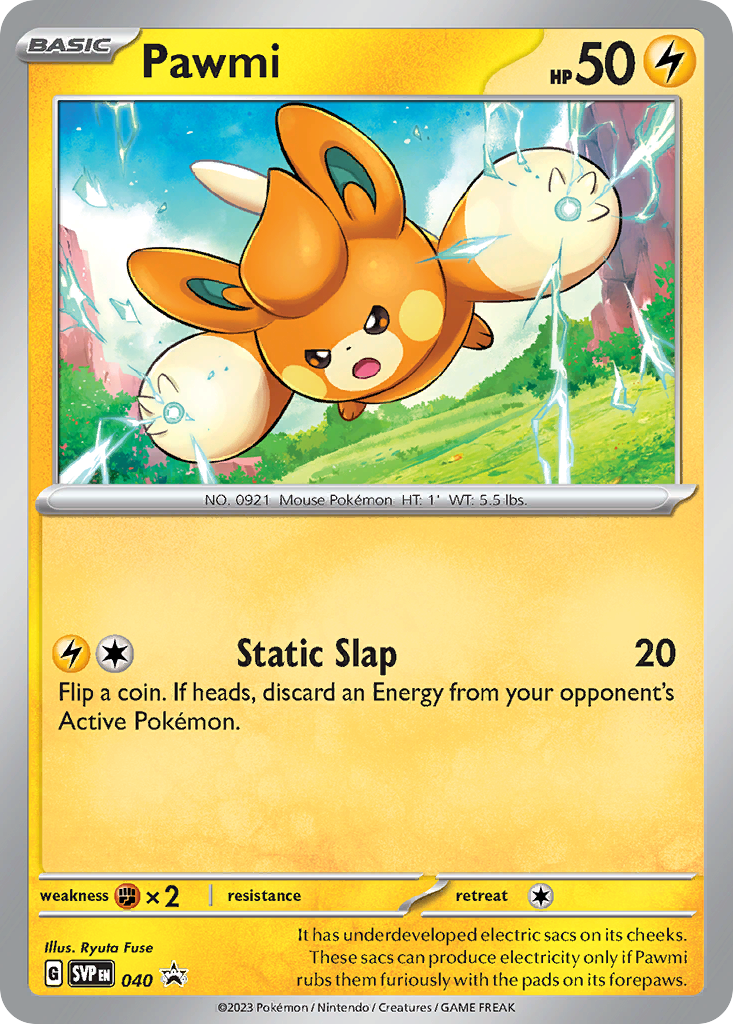 Pawmi 40 Promo card from Scarlet & Violet Black Star Promos