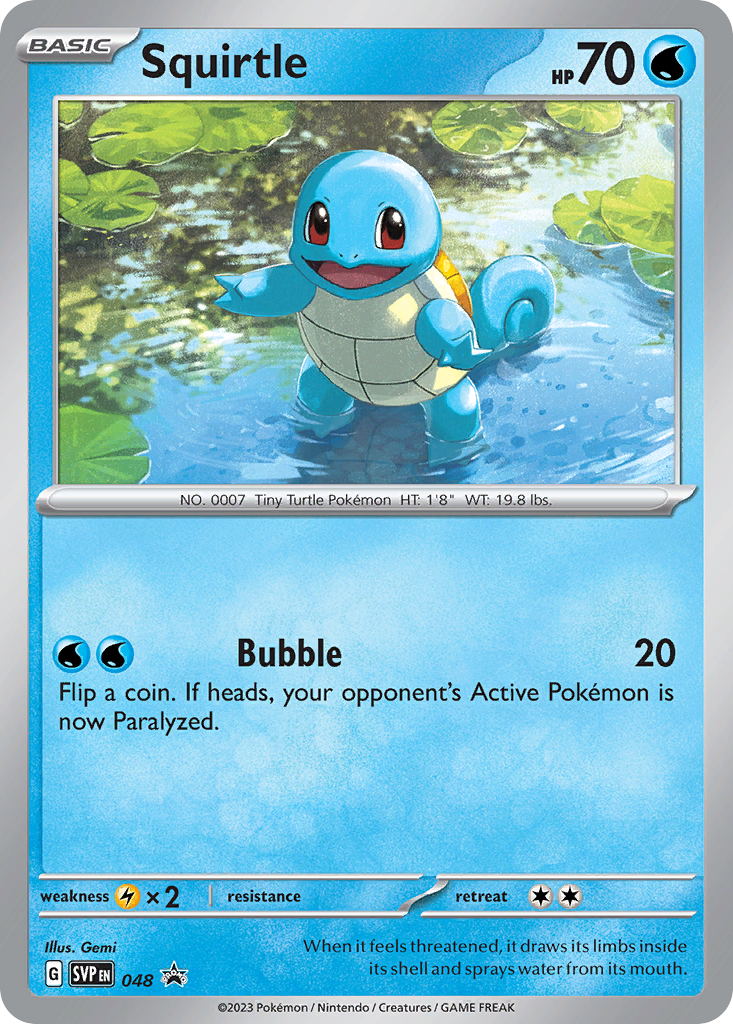 Squirtle 48 Promo card from Scarlet & Violet Black Star Promos