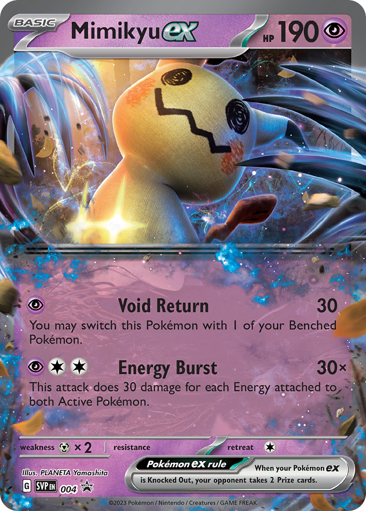 Mimikyu ex 4 Promo card from Scarlet & Violet Black Star Promos