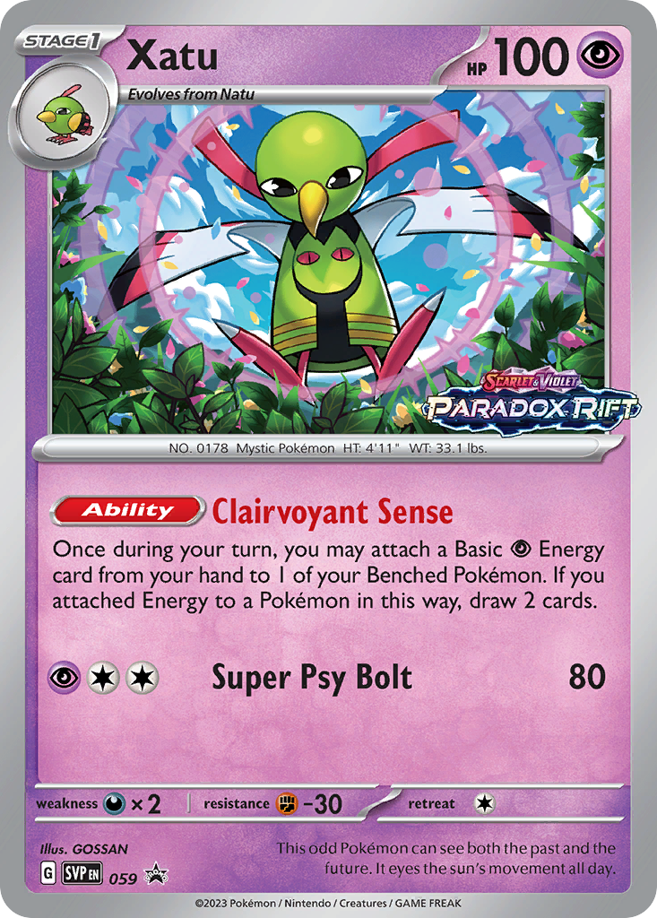 Xatu 59 Promo card from Scarlet & Violet Black Star Promos
