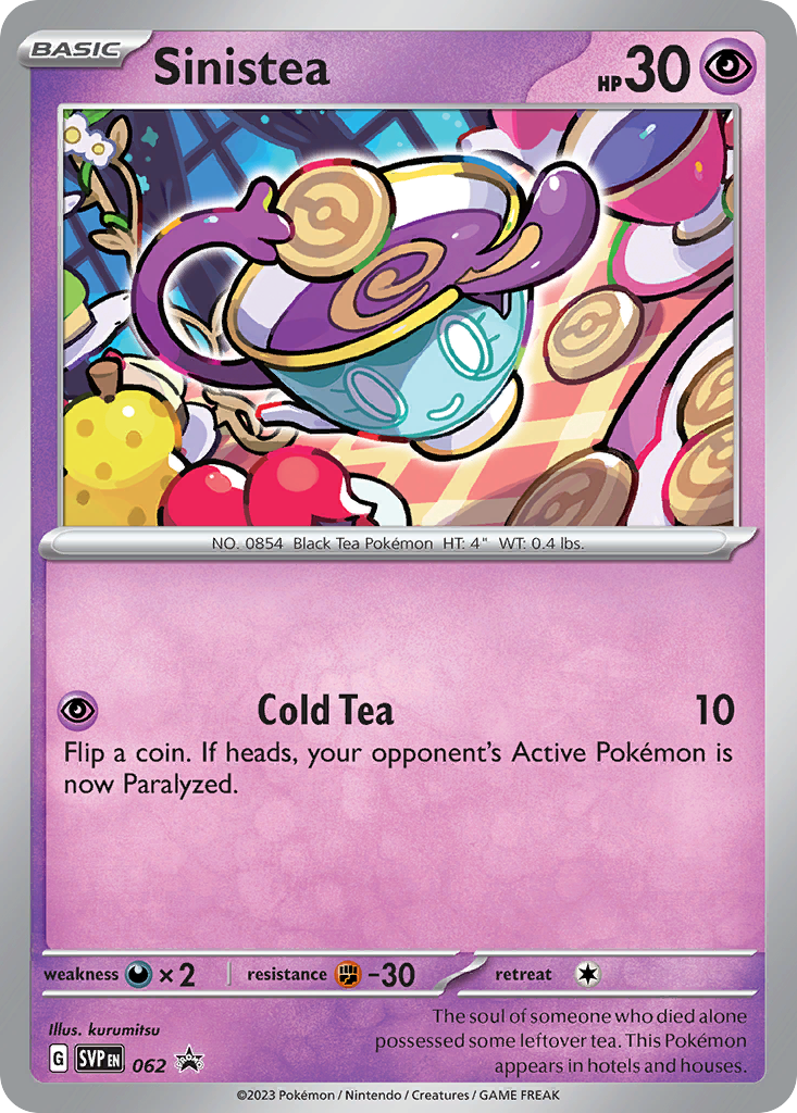 Sinistea 62 Promo card from Scarlet & Violet Black Star Promos