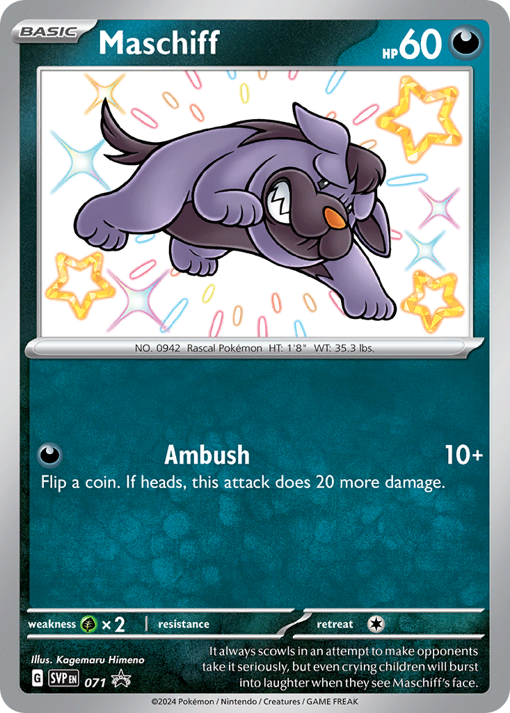 Maschiff 71 Promo card from Scarlet & Violet Black Star Promos