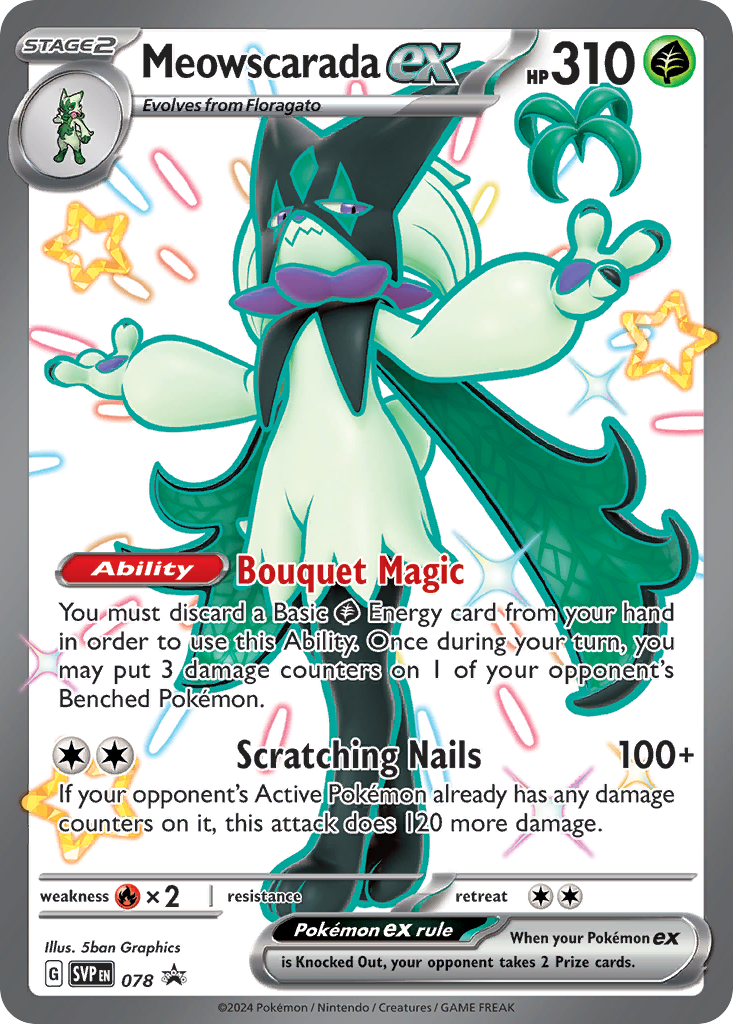 Meowscarada ex 78 Promo card from Scarlet & Violet Black Star Promos
