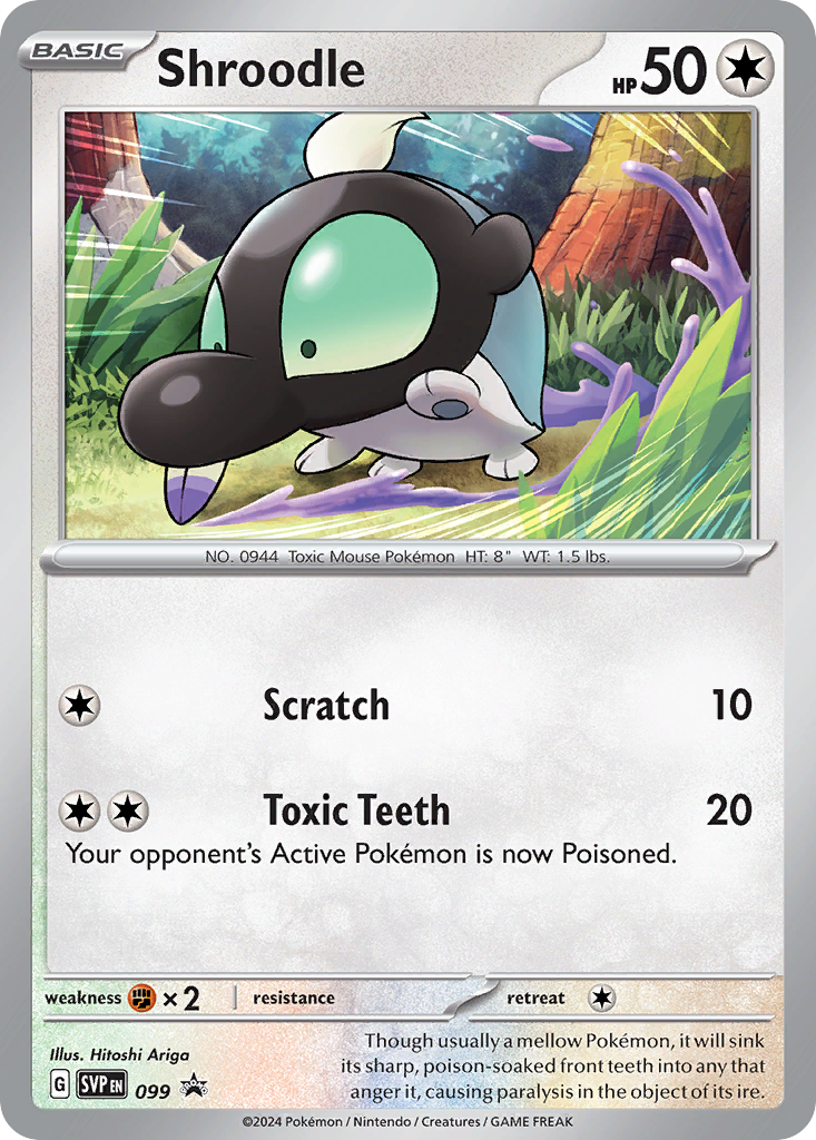 Shroodle 99/215 Promo card from Scarlet & Violet Black Star Promos
