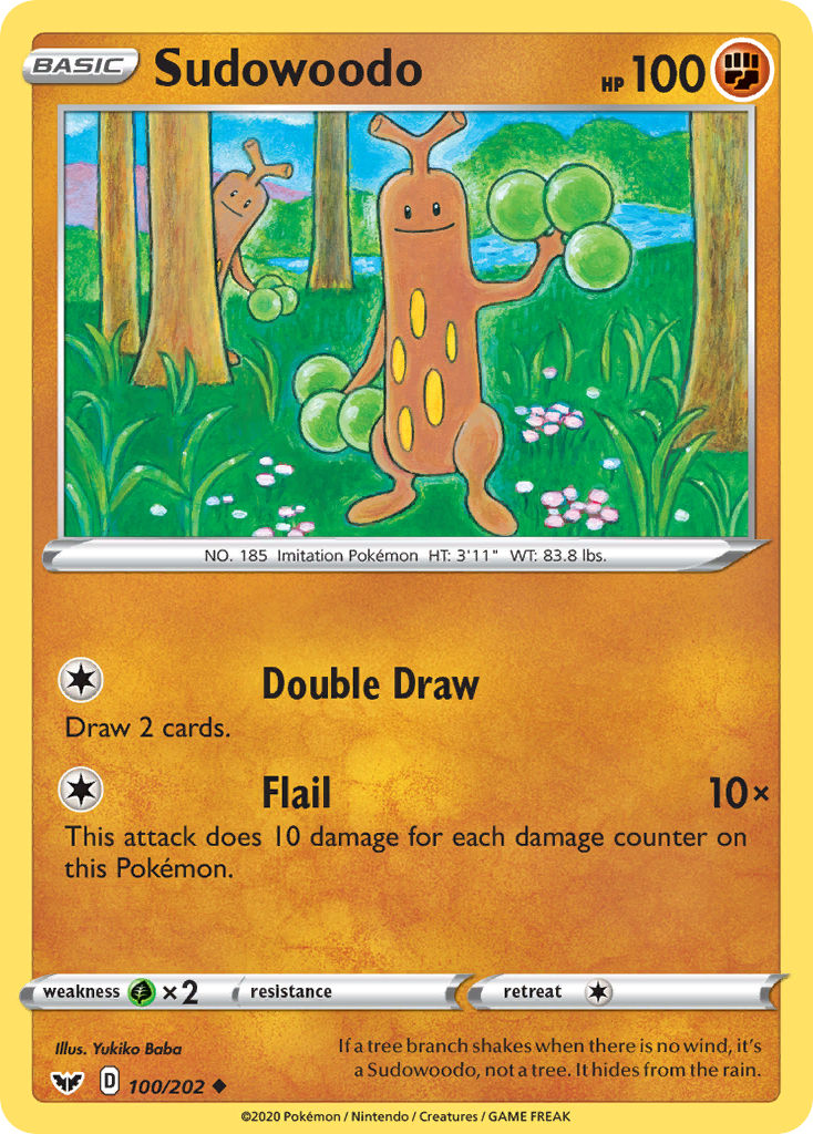 Sudowoodo 100 Uncommon card from Sword & Shield